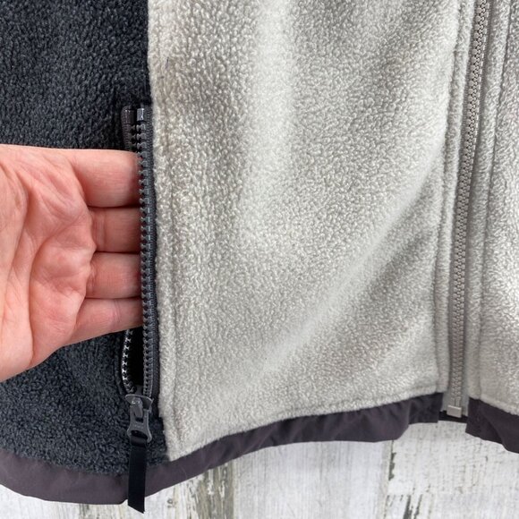 Lands' End Sweater Fleece Vest Womens Large 14-16 Cream Gray Full Zip Pockets - Picture 4 of 13